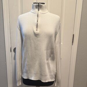 Calvin Klein White Ribbed Turtleneck Sweater